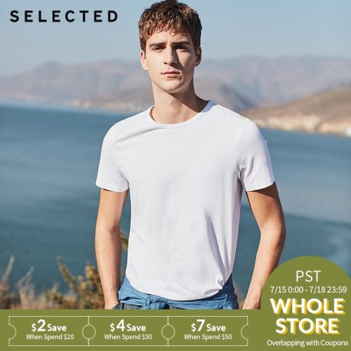 SELECTED summer new cotton round neck casual solid color men's short-sleeved T-shirt S|4182T4547