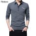 TFETTERS Brand T Shirt Men Long T-shirt Turn-down Stripe Designer T-shirt Slim Fit Loose Casual Cotton T Shirt Male Plus Size