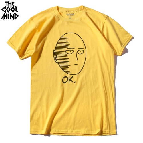 THE COOLMIND 100% cotton ANIME One Punch Man Printed men T shirt Fashion cool confortable men's  Tshirt casual t-shirt for men