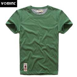 VOMINT New Print T-Shirt Mens Short Sleeve T-shirt Cotton Multi Pure Color Fancy Yarns T Shirt male color grey green lblue