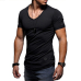 Zipper sleeve slim fit t-shirt men V Neck Raw edge t shirt men camisetas hombre hip hop steetwear tops tee shirt homme t-shirt