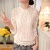 2016 New Summer Ladies White Long Sleeve Chiffon Tops Blouses Women fashion elegant casual shirt 51C