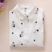 2017 Spring New Women Long Sleeve High Quality Cotton Shirt Cartoon Dog Print Casual Blouse Shirts Slim White Tops Blusas