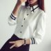 2018 Fashion female elegant bow tie white blouses Chiffon turn down collar shirt Ladies tops school blouse Women