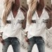 2018 New Women White Blouse Long Sleeve Button-Down Low Cut Blouse White Casual Shirt Tops Fashion Clothes