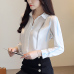 2018 New autumn  women shirts striped chiffon  long sleeved woman top   V- neck OL STYLE western style slim fit blusa 0973 30