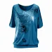 2018 Summer Women Feather Printing Blouses O- neck Strapless Shirts Off Shoulder Short-sleeved Tops Tee Loose Type Plus Size