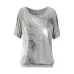 2018 Summer Women Feather Printing Blouses O- neck Strapless Shirts Off Shoulder Short-sleeved Tops Tee Loose Type Plus Size