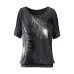 2018 Summer Women Feather Printing Blouses O- neck Strapless Shirts Off Shoulder Short-sleeved Tops Tee Loose Type Plus Size