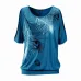 2018 Summer Women Feather Printing Blouses O- neck Strapless Shirts Off Shoulder Short-sleeved Tops Tee Loose Type Plus Size