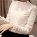 2019 Lace Chiffon Blouse Women Shirt Plus Size Casual ladies long sleeve Womens Tops and Blouses S-5XL Hook Flower Hollow