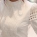 2019 Lace Chiffon Blouse Women Shirt Plus Size Casual ladies long sleeve Womens Tops and Blouses S-5XL Hook Flower Hollow