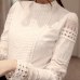 2019 Lace Chiffon Blouse Women Shirt Plus Size Casual ladies long sleeve Womens Tops and Blouses S-5XL Hook Flower Hollow