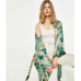 2019 New Vintage Pareo Retro Floral Print Green Long Kimono Jacket Long Sleeve Cardigan Maxi Shawl Summer Tops Belted Beachwear