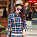 2019 Spring New Fashion Casual Lapel Plus Size Blouses Women Plaid Shirt Checks Flannel Shirts Female Long Sleeve Tops Blouse