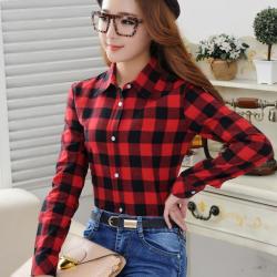 2019 Spring New Fashion Casual Lapel Plus Size Blouses Women Plaid Shirt Checks Flannel Shirts Female Long Sleeve Tops Blouse