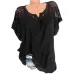 2019 Summer New Women Short Sleeve Solid Color Shirt Fashion Openwork Lace Crochet Shirt Street Casual 5 Color  Shirt Size S-5XL