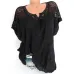 2019 Summer New Women Short Sleeve Solid Color Shirt Fashion Openwork Lace Crochet Shirt Street Casual 5 Color  Shirt Size S-5XL