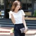 2019 Summer Women Elegant Lace Blouse Femme Chiffon Shirts Tops Short Sleeve Blusas Feminina Hollow Out Blouses