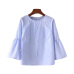 2019 Summer Women New Loose casual Shirt Blouse Elegant pearls O-neck 3/4 flare sleeve tops blusas Awedrui