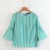 2019 Summer Women New Loose casual Shirt Blouse Elegant pearls O-neck 3/4 flare sleeve tops blusas Awedrui