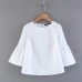 2019 Summer Women New Loose casual Shirt Blouse Elegant pearls O-neck 3/4 flare sleeve tops blusas Awedrui