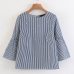 2019 Summer Women New Loose casual Shirt Blouse Elegant pearls O-neck 3/4 flare sleeve tops blusas Awedrui