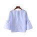 2019 Summer Women New Loose casual Shirt Blouse Elegant pearls O-neck 3/4 flare sleeve tops blusas Awedrui