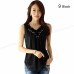 2019 Women Sleeveless Blouse Summer Chiffon Lace Top Blusas Female Clothing Women's Tops New Blouses Shirts Black White Flower