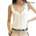 2019 Women Sleeveless Blouse Summer Chiffon Lace Top Blusas Female Clothing Women's Tops New Blouses Shirts Black White Flower