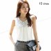 2019 Women Sleeveless Blouse Summer Chiffon Lace Top Blusas Female Clothing Women's Tops New Blouses Shirts Black White Flower