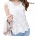 2019 Women Sleeveless Blouse Summer Chiffon Lace Top Blusas Female Clothing Women's Tops New Blouses Shirts Black White Flower