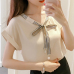 2019 Womens Tops And Blouses mujer de moda Chiffon Cool Ladies Korean Style Chemisier Femme Fashion Clothing Summer Female Bow