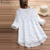 2019 ZANZEA Summer Women Elegant V Neck Long Sleeve Loose Cotton Linen Tops Party Shirt Casual Vintage Embroidery Work OL Blouse