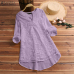 2019 ZANZEA Summer Women Elegant V Neck Long Sleeve Loose Cotton Linen Tops Party Shirt Casual Vintage Embroidery Work OL Blouse