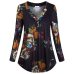 5XL Plus Size Women Tunic Shirt 2018 Autumn Long Sleeve Floral Print V-neck Blouses And Tops With Button Big Size Women Clothing