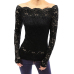 Anself Sexy Plus Size Lace Top Women Hollow Out Off Shoulder Lace Blouse Slash Neck Long Sleeves Elegant Ladies 5XL Shirt Tops