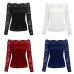 Anself Sexy Plus Size Lace Top Women Hollow Out Off Shoulder Lace Blouse Slash Neck Long Sleeves Elegant Ladies 5XL Shirt Tops