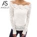 Anself Sexy Plus Size Lace Top Women Hollow Out Off Shoulder Lace Blouse Slash Neck Long Sleeves Elegant Ladies 5XL Shirt Tops