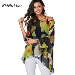 BHflutter Women Blouses Plus Size 2019 New Style Batwing Casual Summer Blouse Shirt Woman Boho Chiffon Shirts Tops Chemise Femme