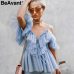 BeAvant Off shoulder womens tops and blouses summer 2019 Backless sexy peplum top female Vintage ruffle mesh blouse shirt blusas