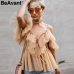 BeAvant Off shoulder womens tops and blouses summer 2019 Backless sexy peplum top female Vintage ruffle mesh blouse shirt blusas