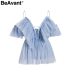 BeAvant Off shoulder womens tops and blouses summer 2019 Backless sexy peplum top female Vintage ruffle mesh blouse shirt blusas