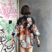 Bella Philosophy Japan style print vintage Harajuku Style Blouse Waves and Wind Dragon Shirts Japanese batwing sleeve kimono