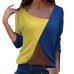 Blouse 2019 Women Casual Womens Tops And Blouses Patchwork Color Block O-Neck Long Sleeve Shirt Blouse Top