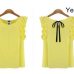 Blusas Femininas New Fashion Chiffon Solid Bow O-Neck Women Blouses Butterfly Sleeve Casual Sexy Summer Blouse  Plus Size