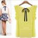 Blusas Femininas New Fashion Chiffon Solid Bow O-Neck Women Blouses Butterfly Sleeve Casual Sexy Summer Blouse  Plus Size