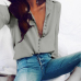 CROPKOP Fashion Casual Solid Color ladies office Tops Sexy Buttons Long sleeve Blouse 2019 new Spring Women Chiffon white Shirt