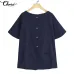 Celmia Oversized Vintage Cotton Tops Women Blouses 2019 Summer Short Sleeve Buttons Casual Shirts Pockets Loose Blusas Femininas