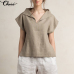 Celmia Women Vintage Linen Tops Plus Size Blouses 2019 Summer V Neck Short Sleeve Shirts Casual Tunic Female Blusas Femininas